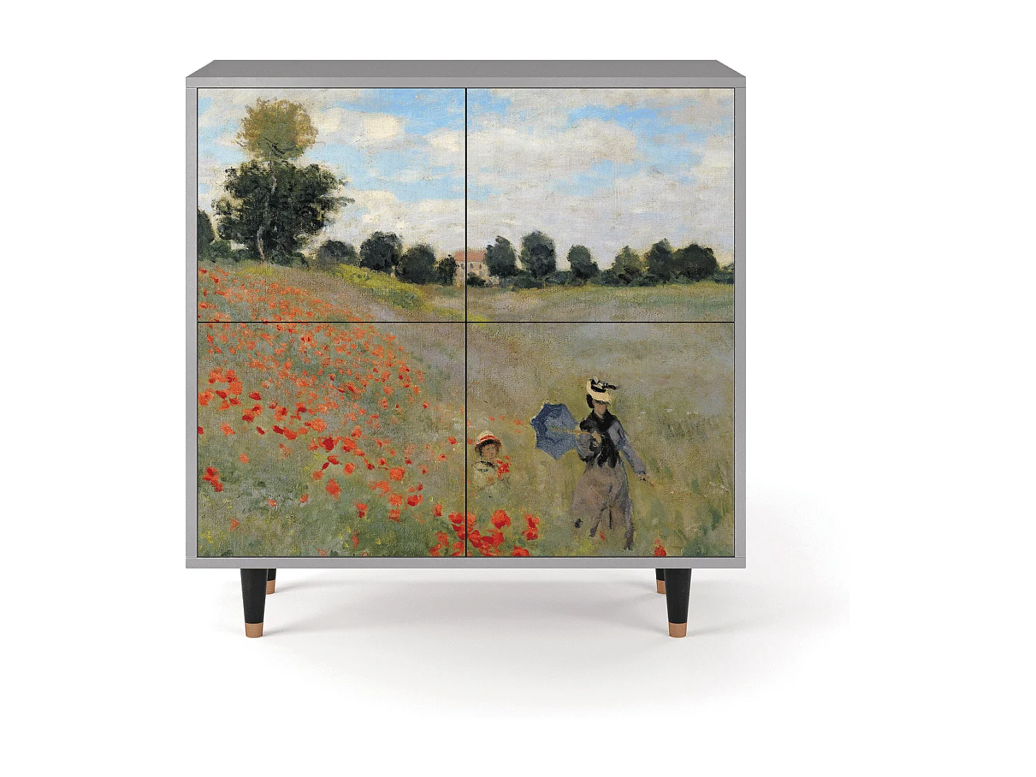 Kredens - 94x96x48 cm - BS3 - The Poppy Field   , Szary