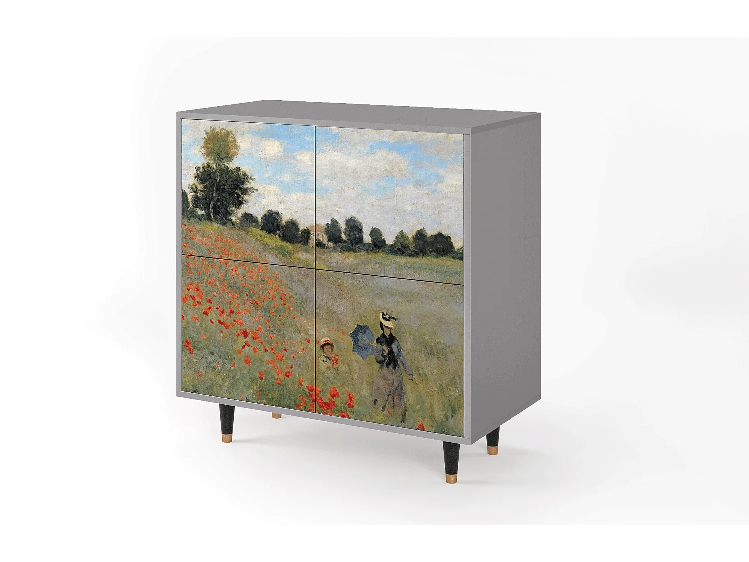 Kredens - 94x96x48 cm - BS3 - The Poppy Field   , Szary