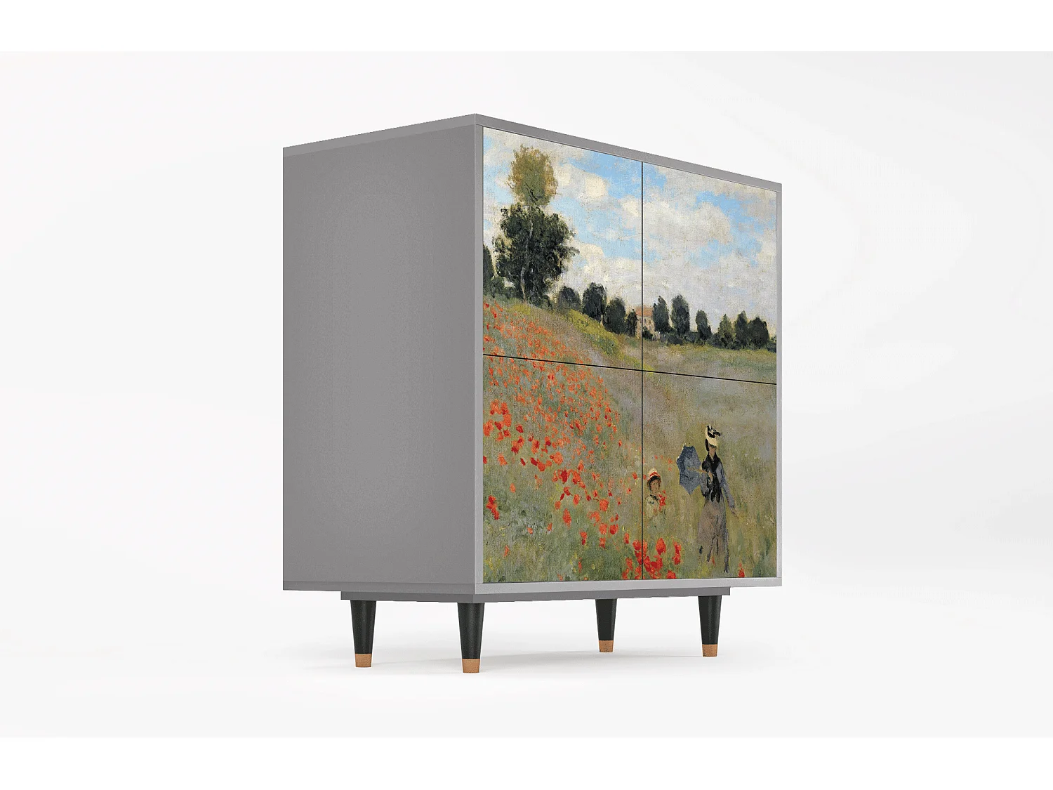 Kredens - 94x96x48 cm - BS3 - The Poppy Field   , Szary