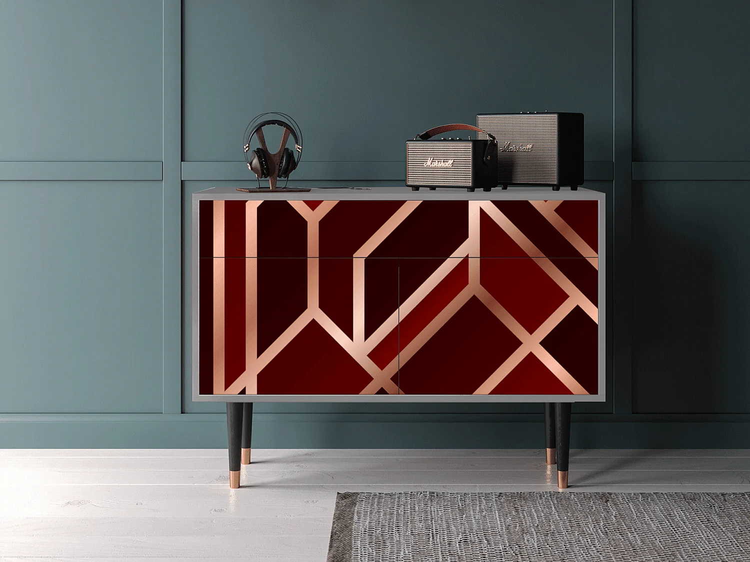 Buffet - 115x85x48 cm - BS4 - Velvet 1920's, Gris