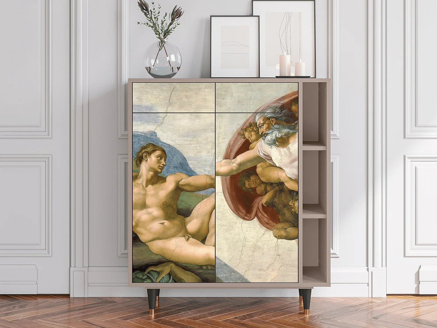 Aparador - 96х110х41 cm - BS6 - The Creation of Adam, Latte