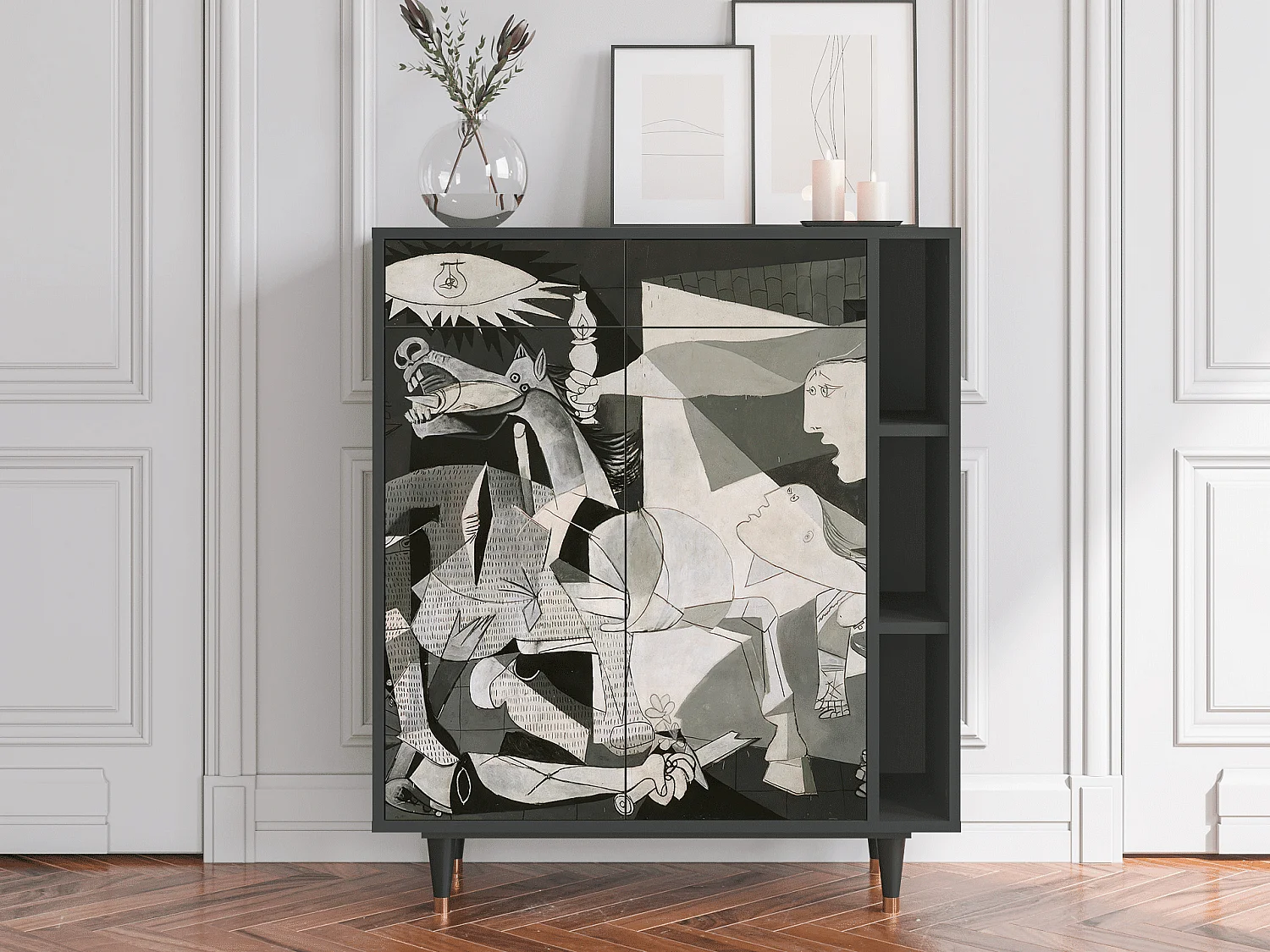 Kredens - 96х110х41 cm - BS6 - Guernica by Picasso, Antracyt