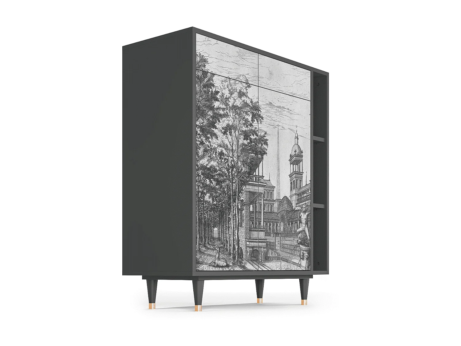 Kredens - 96х110х41 cm - BS6 - View of the Piazza, Antracyt