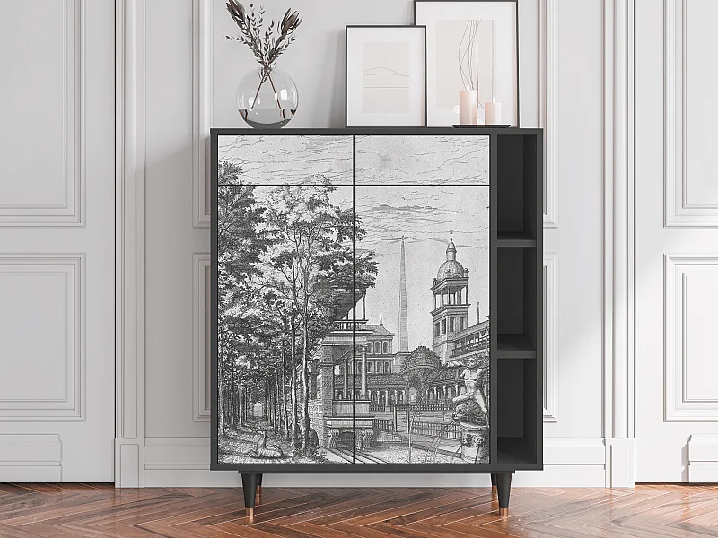 Kredens - 96х110х41 cm - BS6 - View of the Piazza, Antracyt