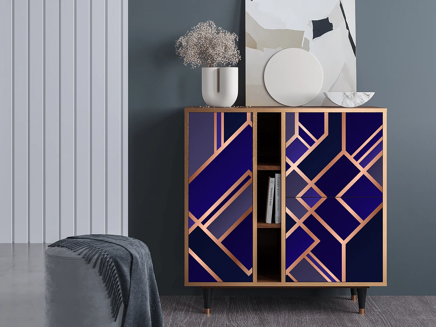 Credenza - 94х96х41 cm - BS5 - Aquamarine Getsby, Noce