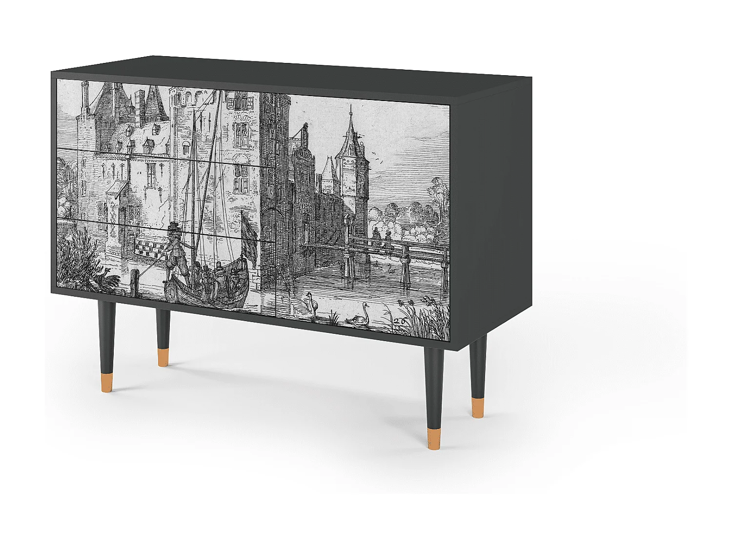 Credenza - 115х84х41 cm - S3 - Castle with Bridge, Antracite