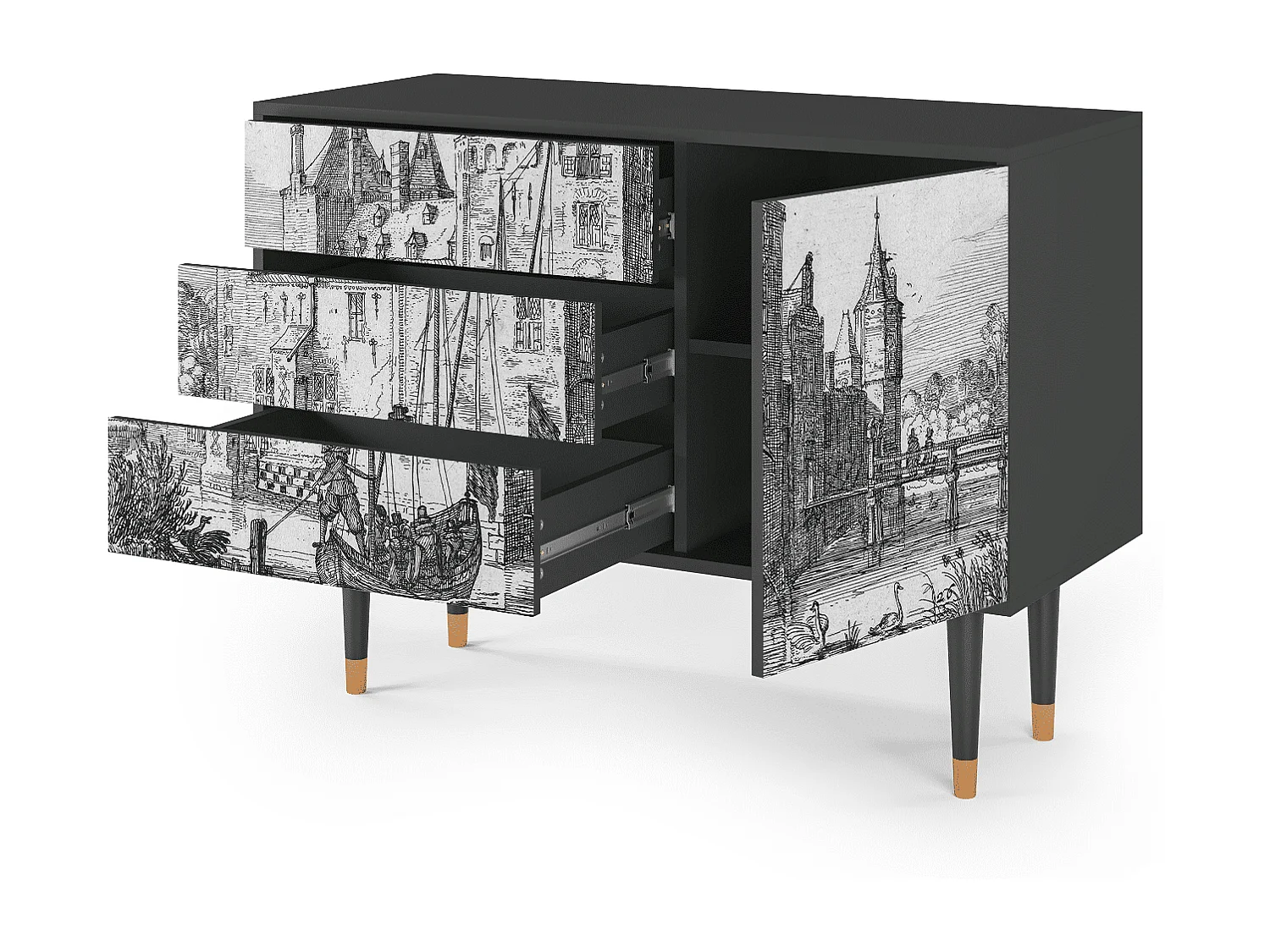Credenza - 115х84х41 cm - S3 - Castle with Bridge, Antracite