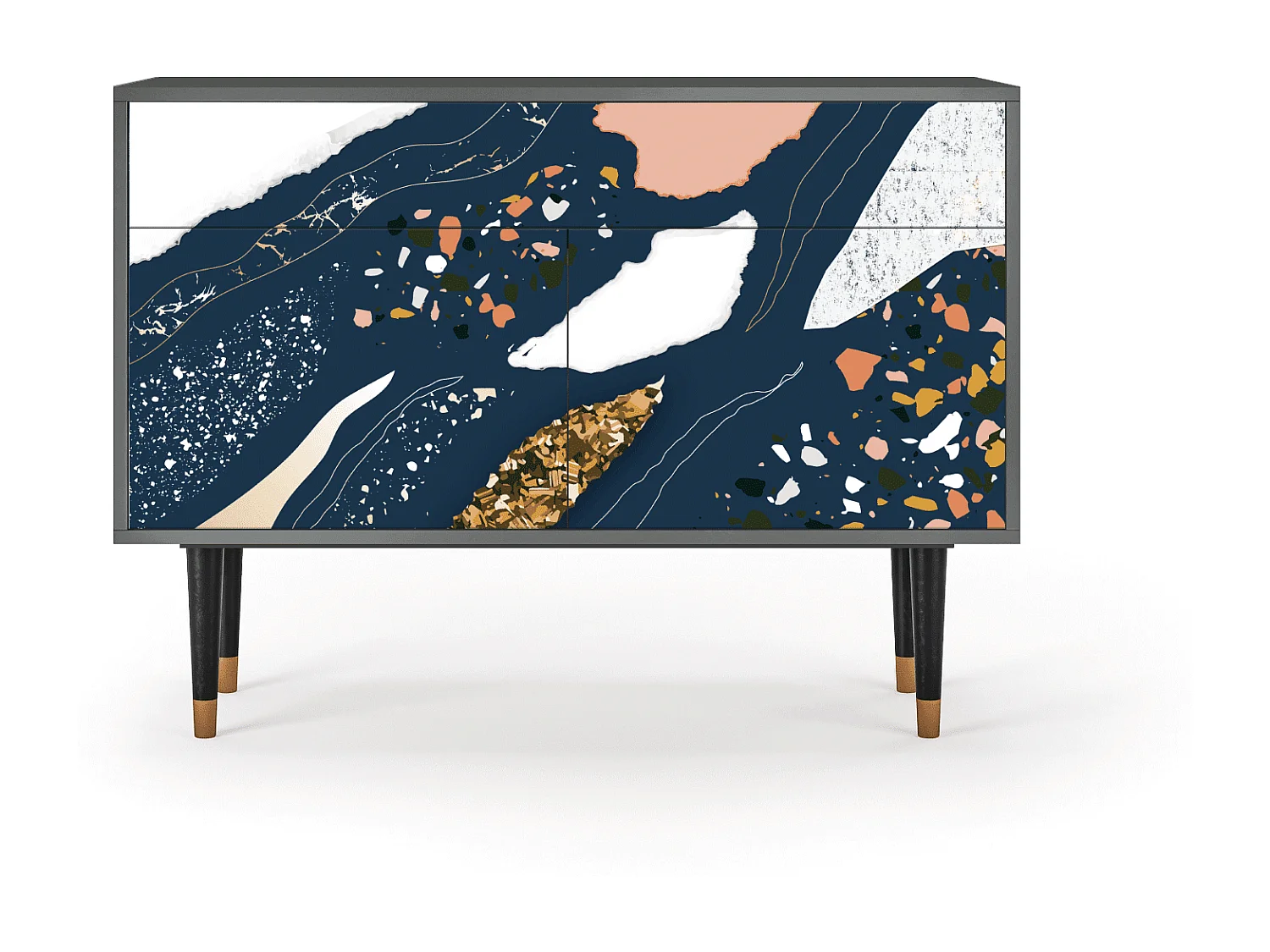 Kredens - 115x85x48 cm - BS4 - Nude Iceberg, Antracyt