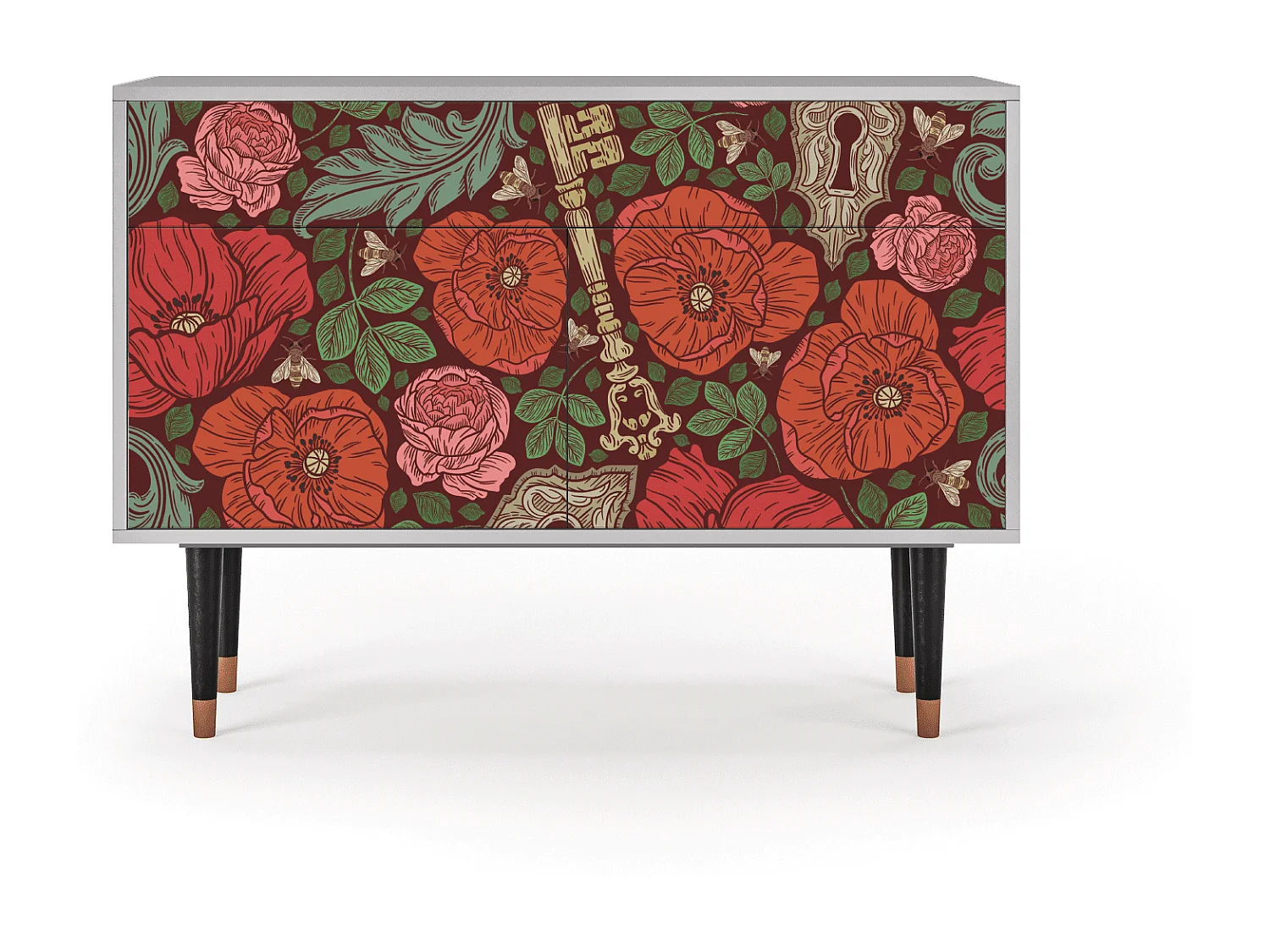 Buffet - 115x85x48 cm - BS4 - Poppy Garden, Gris