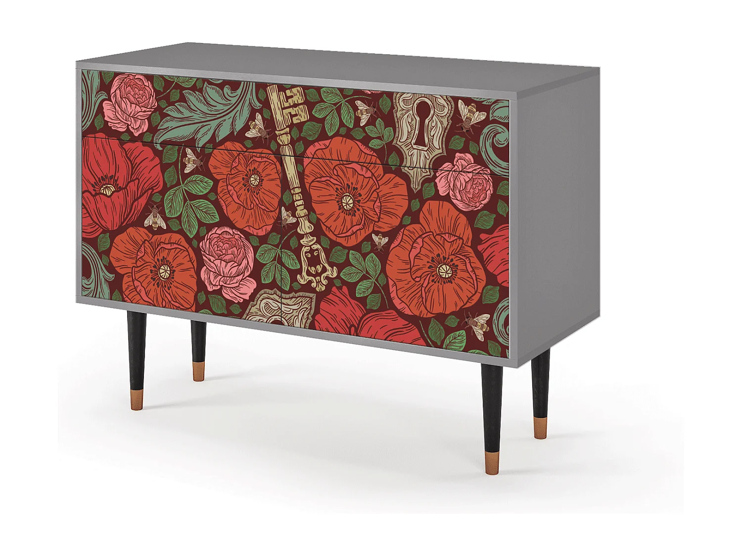 Buffet - 115x85x48 cm - BS4 - Poppy Garden, Gris
