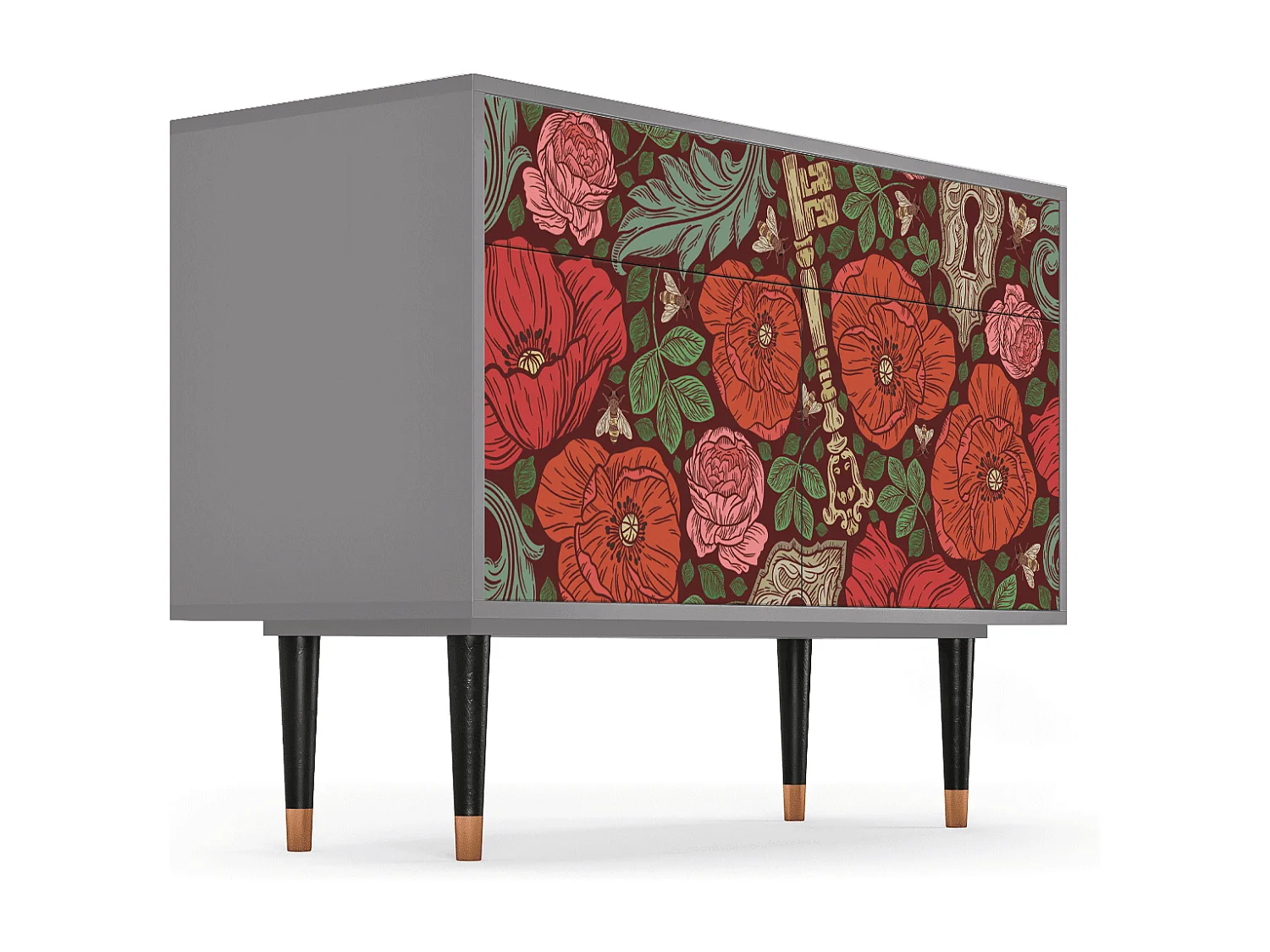 Buffet - 115x85x48 cm - BS4 - Poppy Garden, Gris