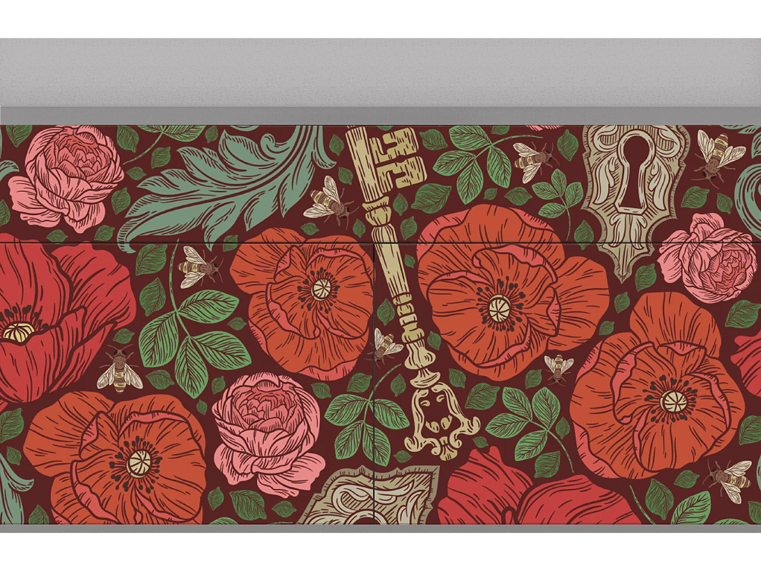 Buffet - 115x85x48 cm - BS4 - Poppy Garden, Gris