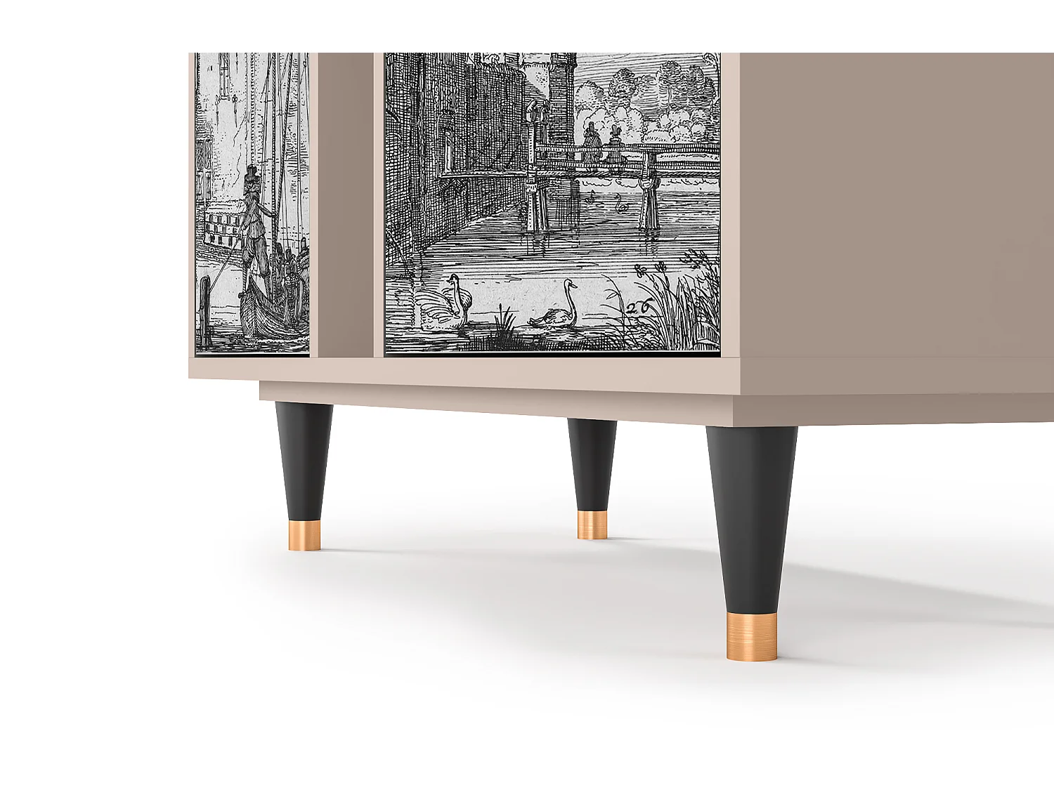 Aparador - 94х96х41 cm - BS5 - Castle with Bridge, Latte