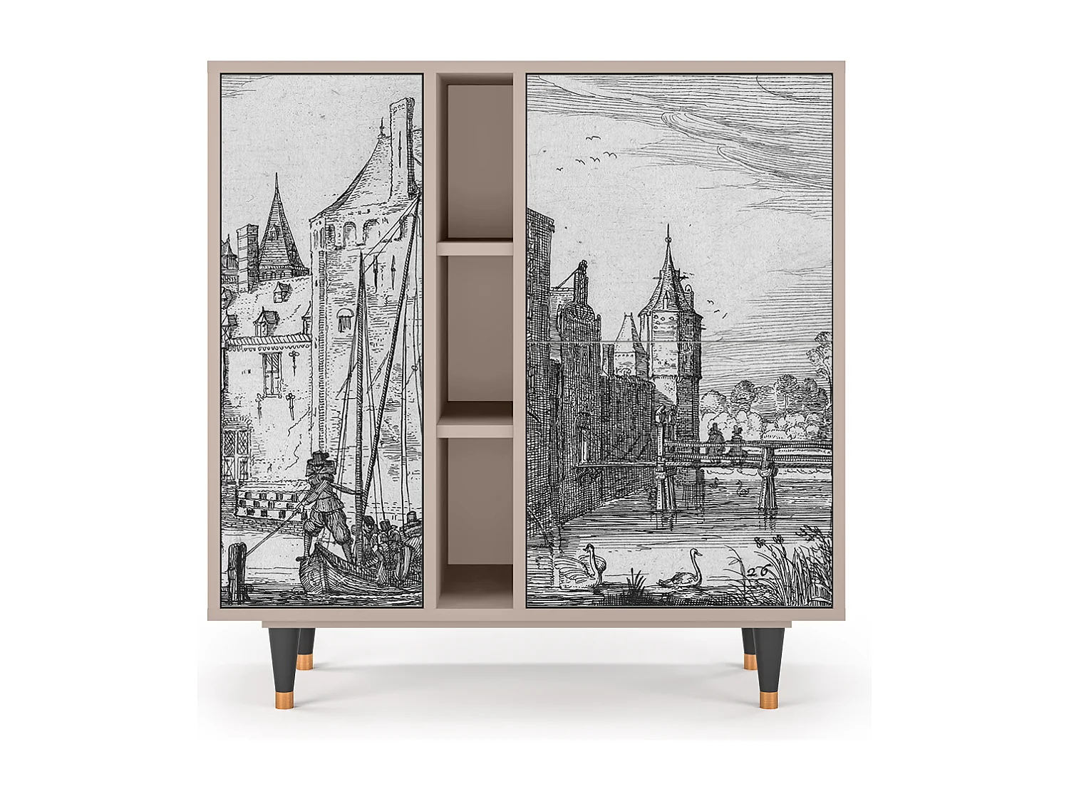 Buffet - 94х96х41 cm - BS5 - Castle with Bridge, Latte