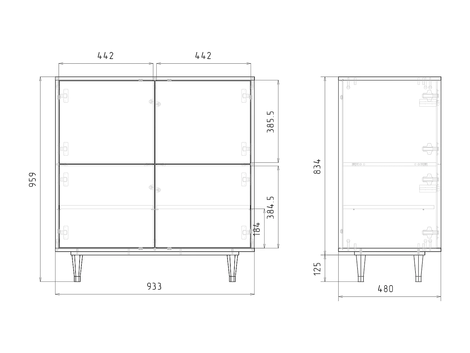 Aparador - 94x96x48 cm - BS3 - Rose Quartz, Antracite