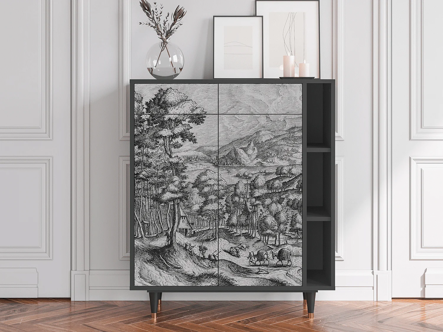 Sideboard - 96х110х41 cm - BS6 - Rusticorum, Anthrazit