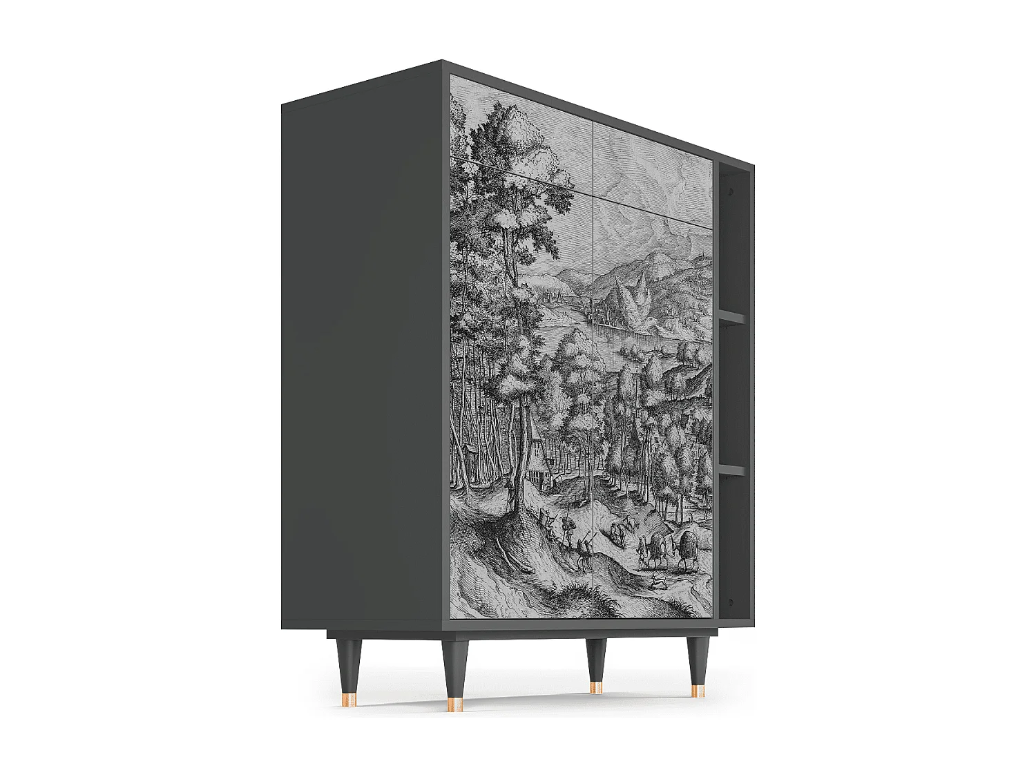 Sideboard - 96х110х41 cm - BS6 - Rusticorum, Anthrazit