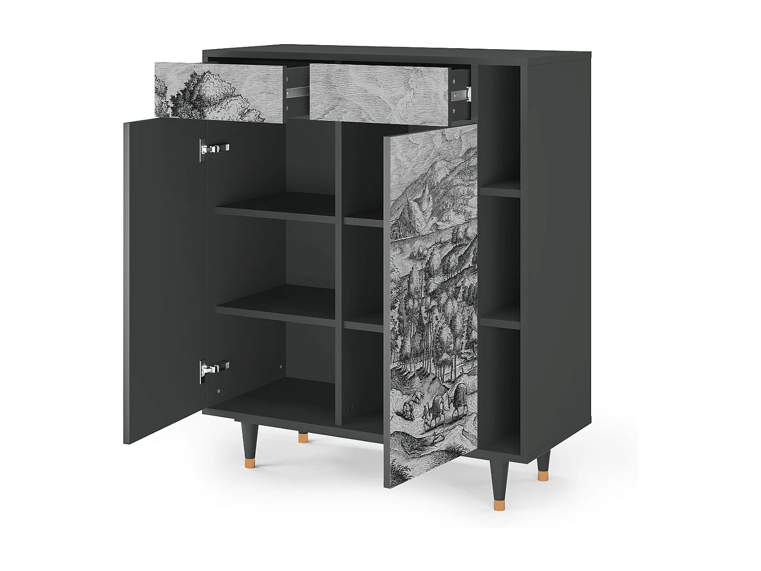 Sideboard - 96х110х41 cm - BS6 - Rusticorum, Anthrazit