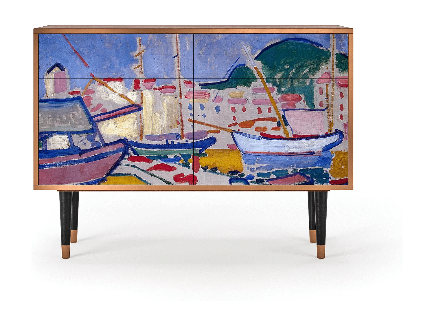 Kredens - 115x85x48 cm - BS4 - The Port of Collioure , Orzech