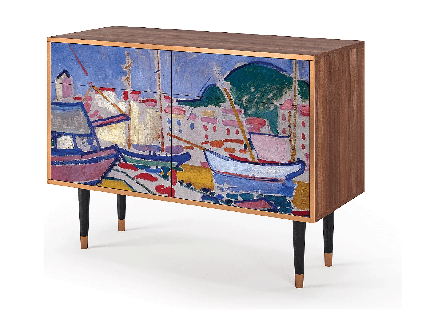 Kredens - 115x85x48 cm - BS4 - The Port of Collioure , Orzech