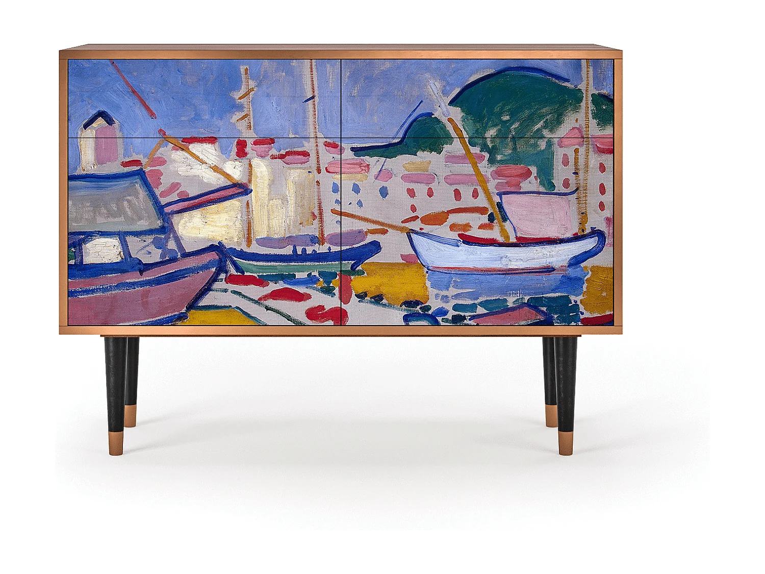 Kredens - 115x85x48 cm - BS4 - The Port of Collioure , Orzech