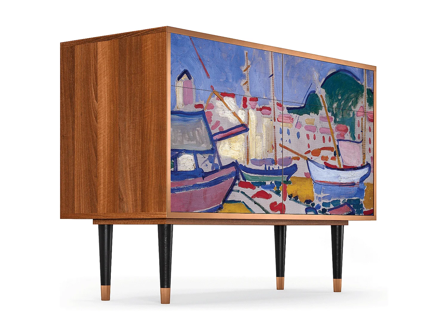 Kredens - 115x85x48 cm - BS4 - The Port of Collioure , Orzech