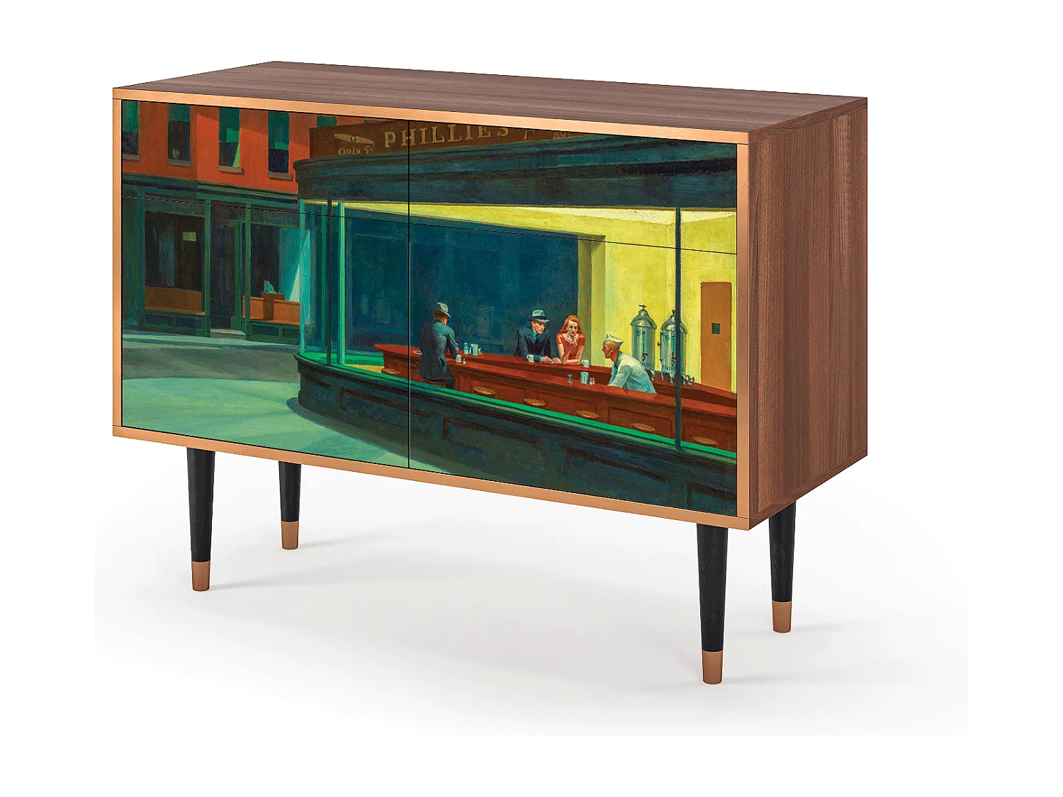 Buffet - 115x85x48 cm - BS4 - Nighthawks by Hopper, Noyer