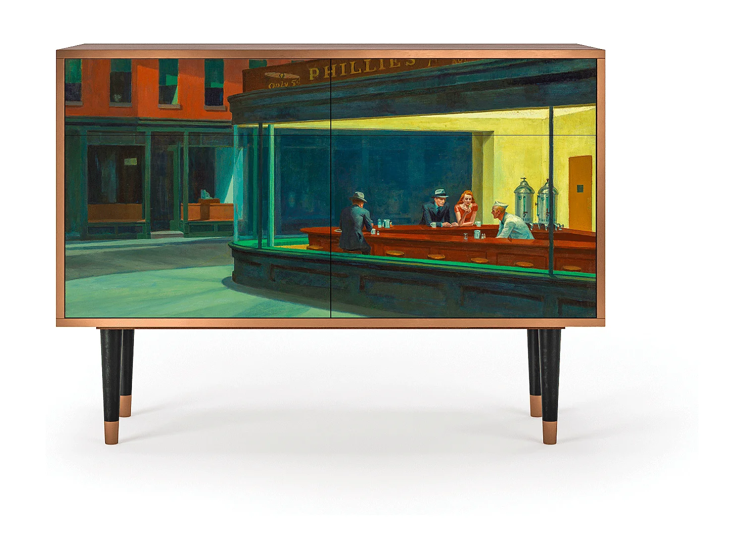 Kredens - 115x85x48 cm - BS4 - Nighthawks by Hopper, Orzech