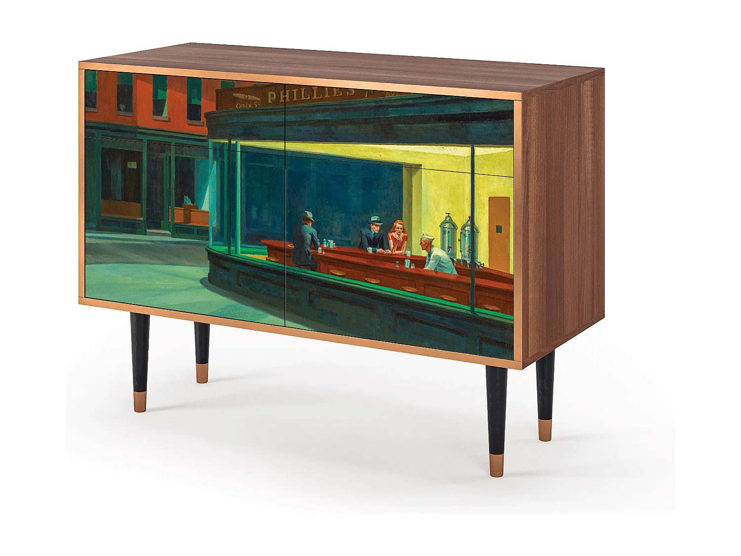 Buffet - 115x85x48 cm - BS4 - Nighthawks by Hopper, Noyer
