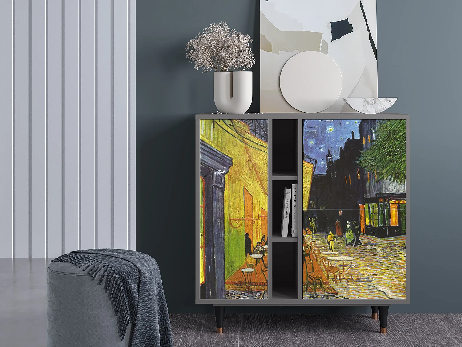 Credenza - 94х96х41 cm - BS5 - Café Terrace at Night, Grigio