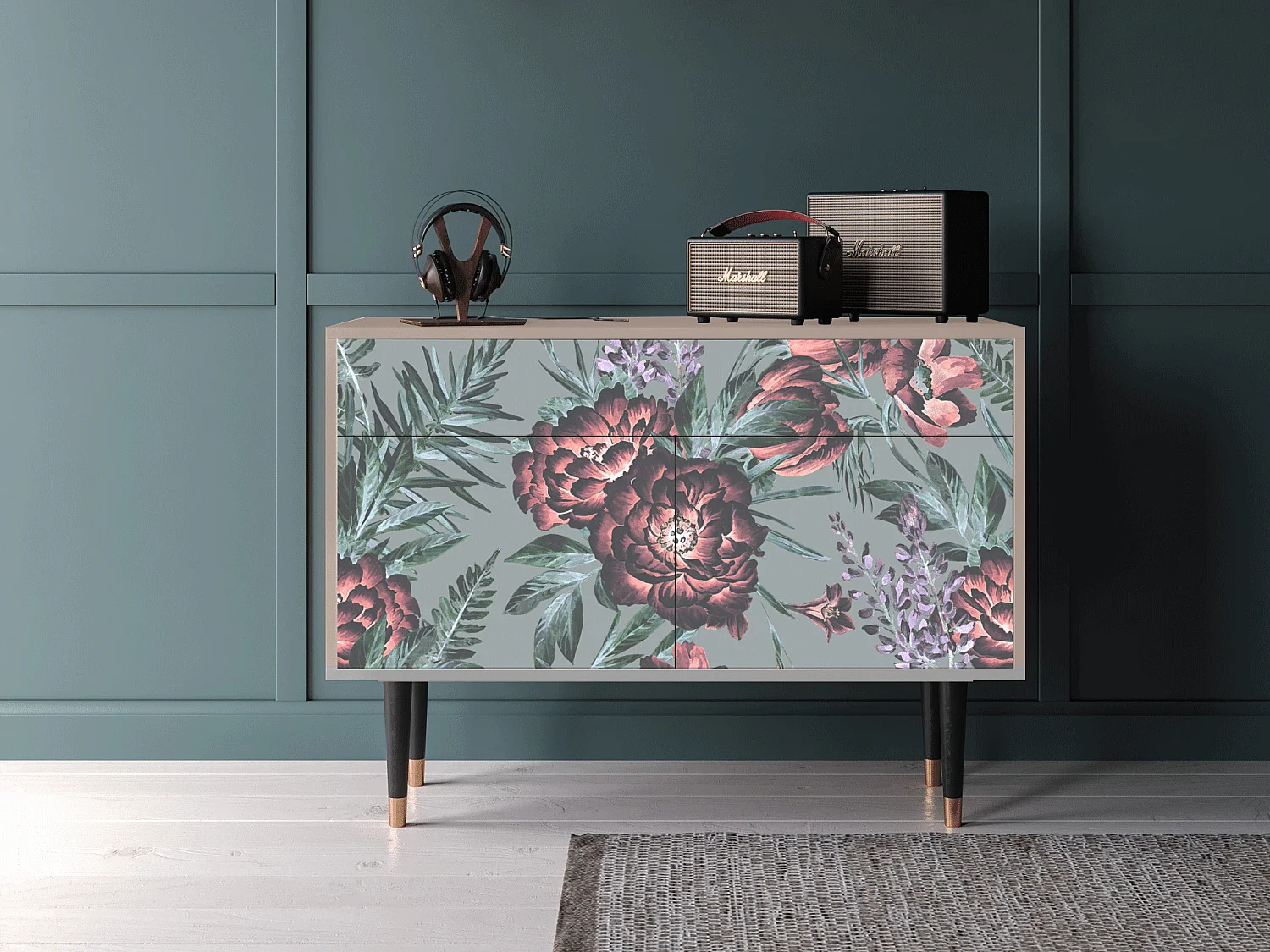 Credenza - 115x85x48 cm - BS4 - Light Peonies, Latte