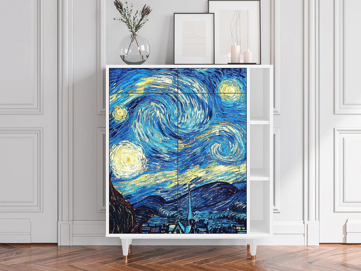 Kredens - 96х110х41 cm - BS6 - The Starry Night  , Biały