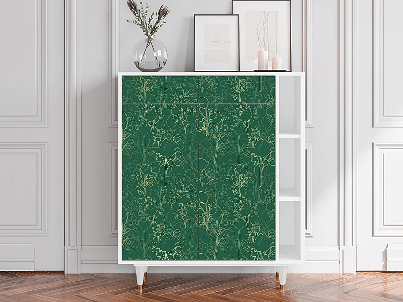 Kredens - 96х110х41 cm - BS6 - Emerald Forest, Biały