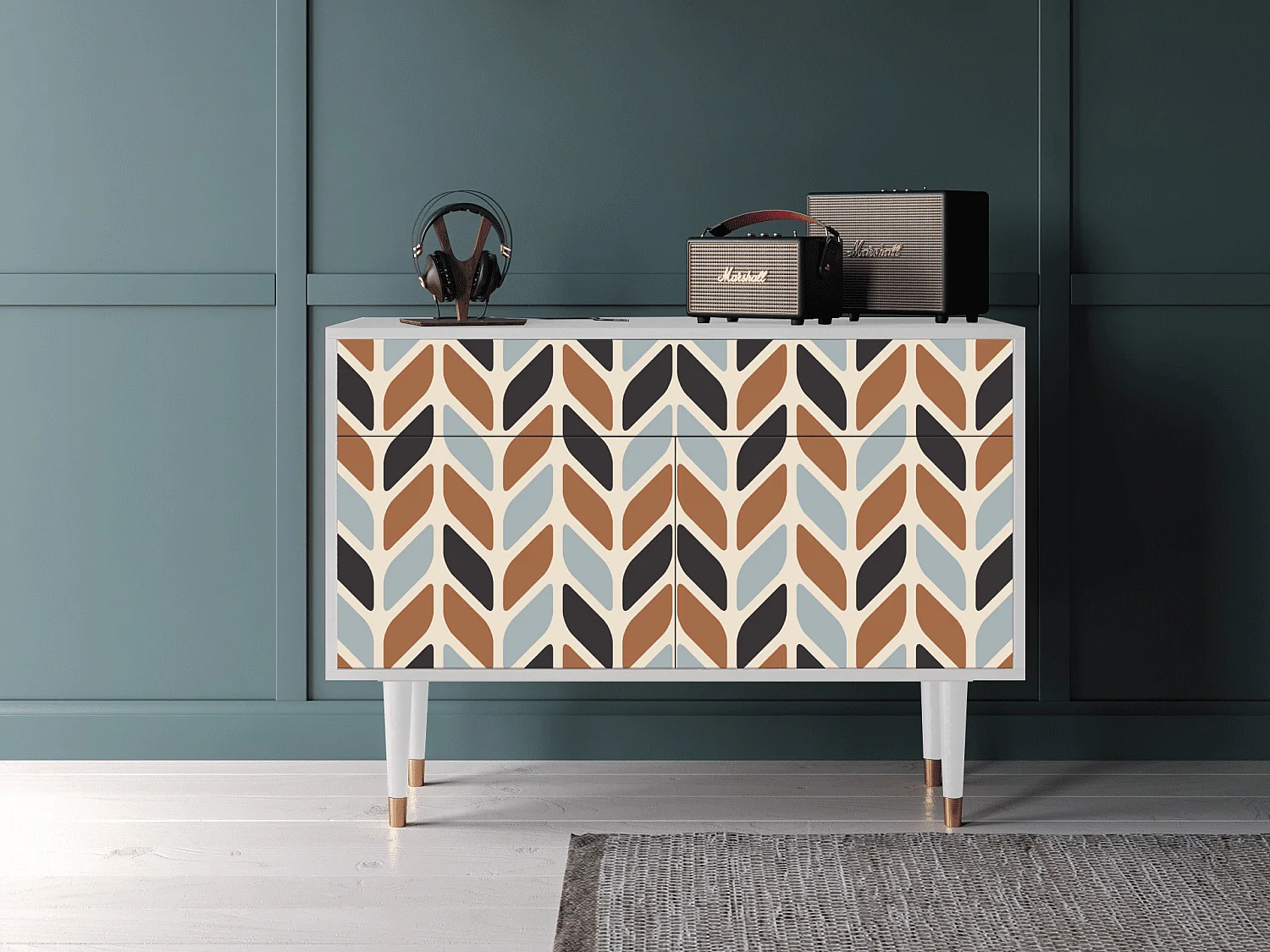 Buffet - 115x85x48 cm - BS4 - Beige Laure, Blanc