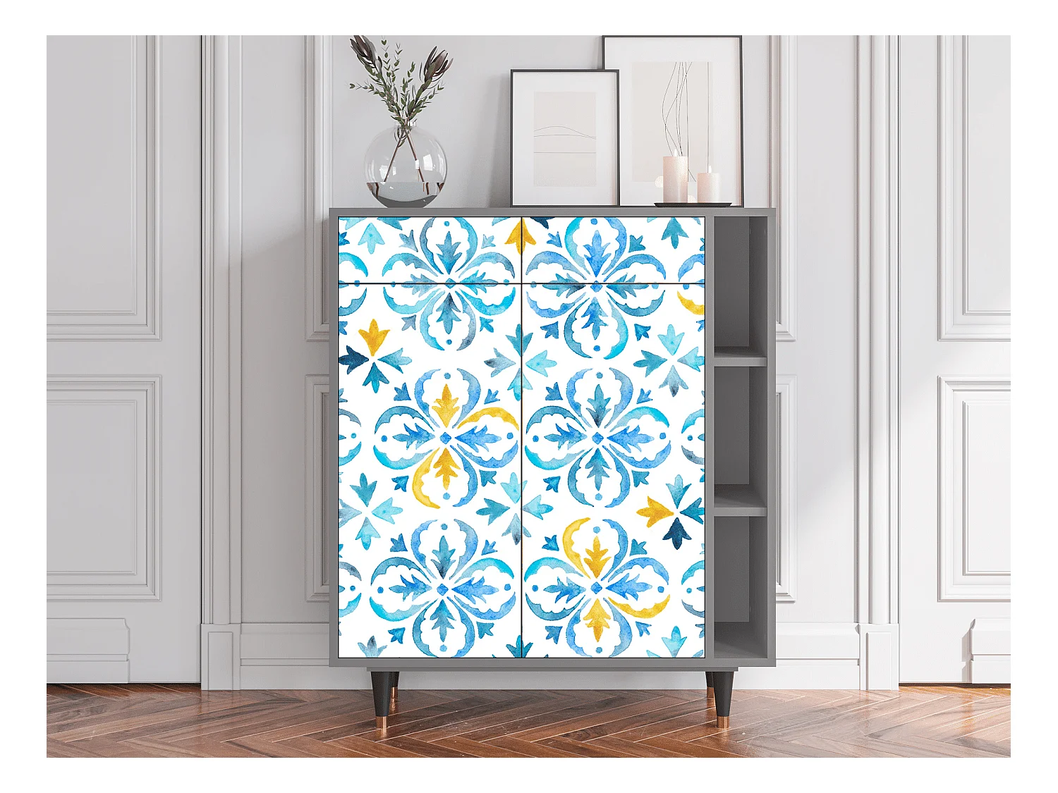 Kredens - 96х110х41 cm - BS6 - Lisbon Flover, Szary