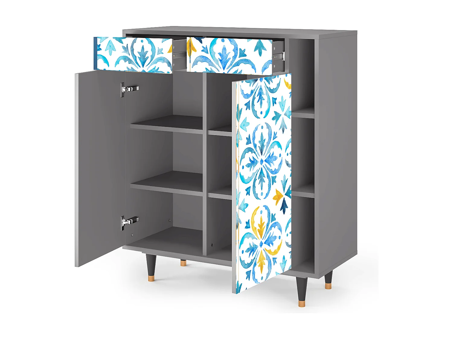 Kredens - 96х110х41 cm - BS6 - Lisbon Flover, Szary