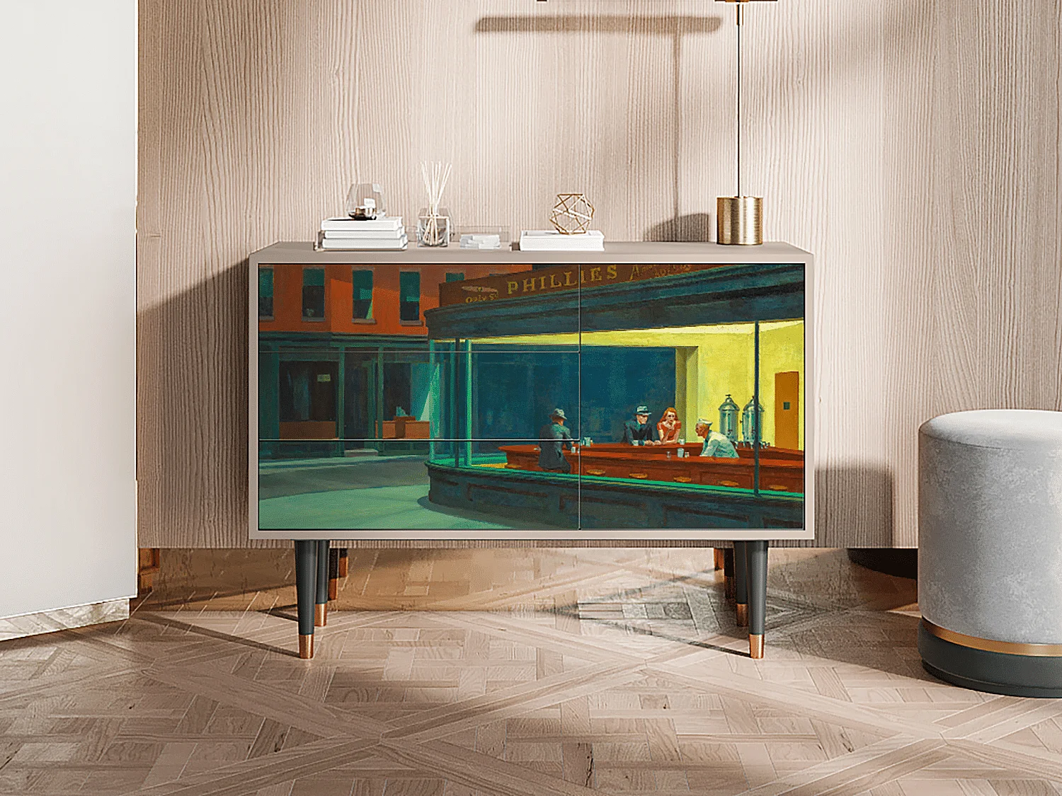 Dressoir - 115х84х41 cm - S3 - Nighthawks by Hopper, Latte