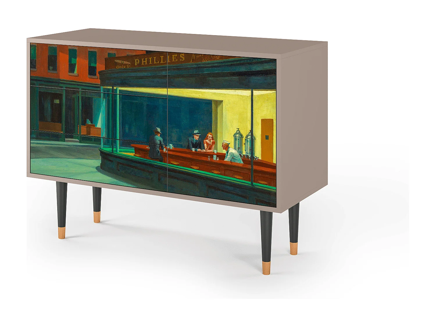 Dressoir - 115х84х41 cm - S3 - Nighthawks by Hopper, Latte