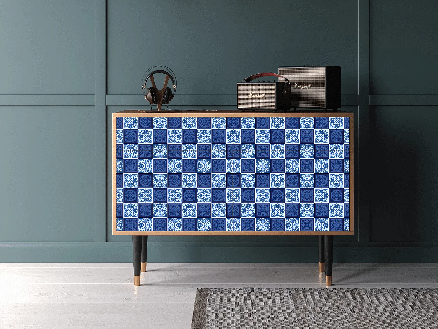 Dressoir - 115x85x48 cm - BS4 - Riviera Mosaic, Walnoot