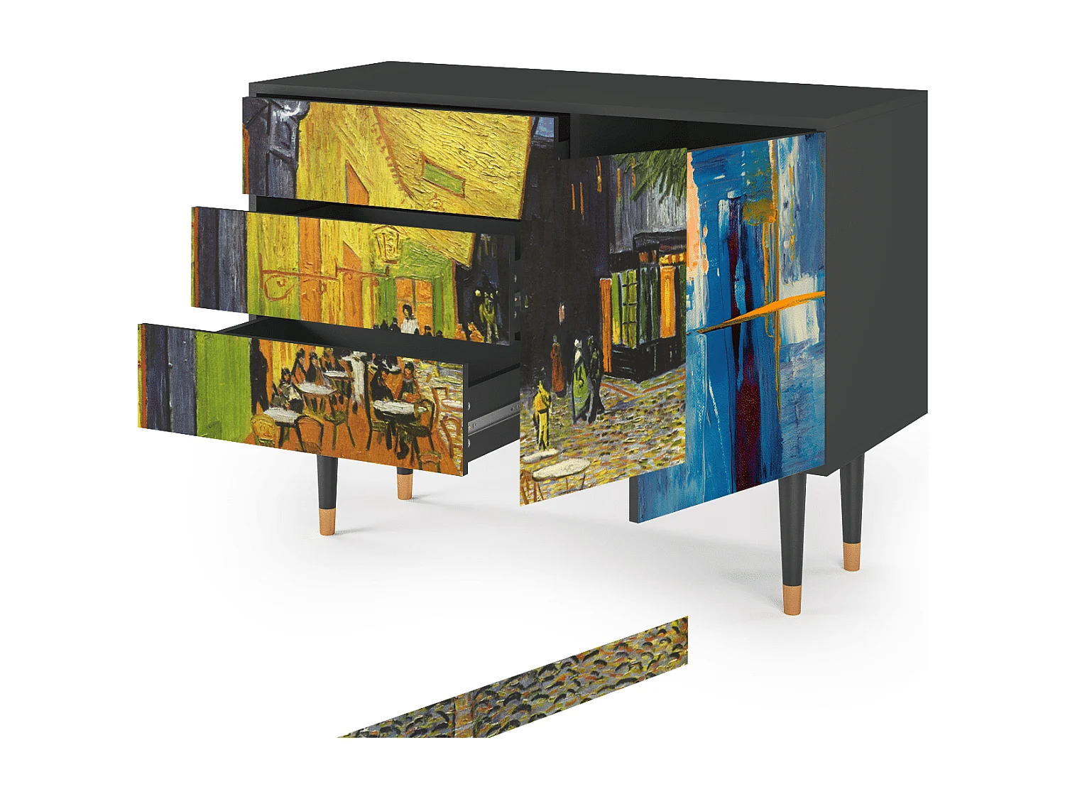 Kredens - 115х84х41 cm - S3 - Café Terrace at Night, Antracyt