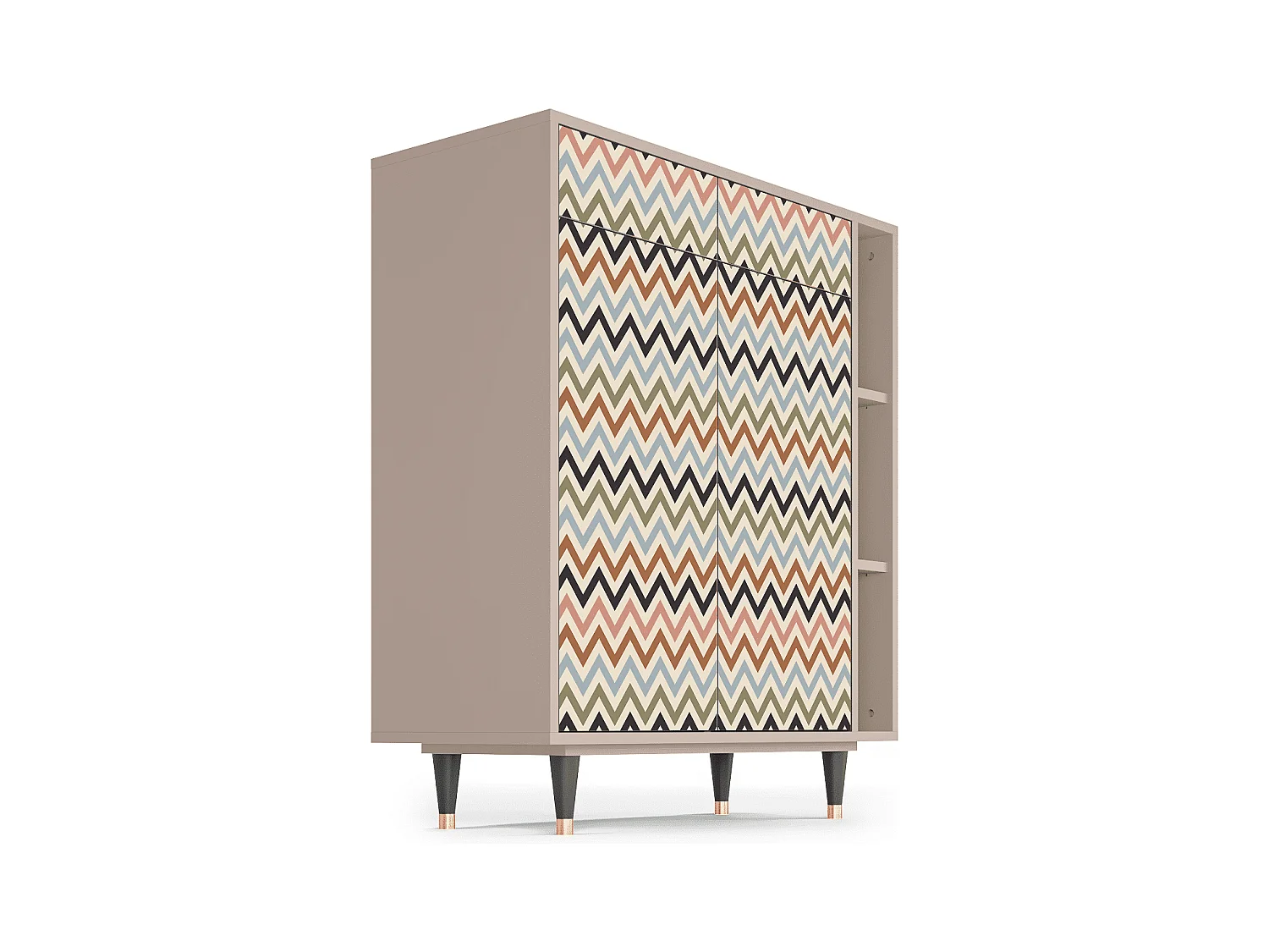 Kredens - 96х110х41 cm - BS6 - Bright Ripple, Latte