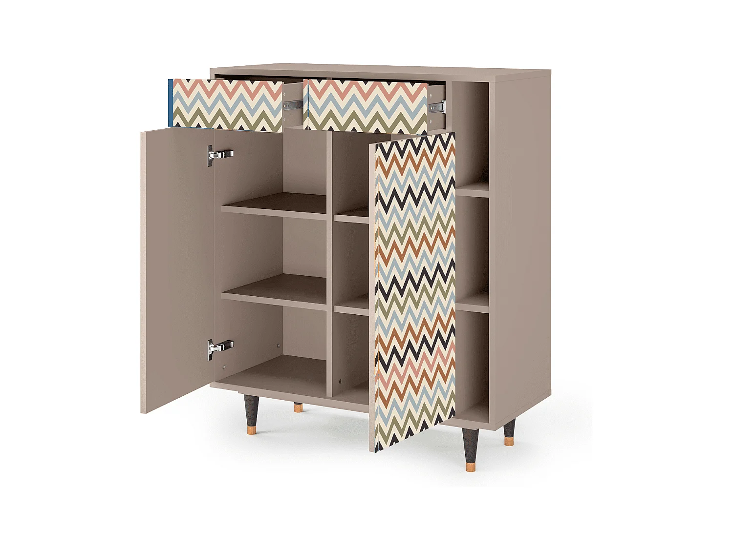 Kredens - 96х110х41 cm - BS6 - Bright Ripple, Latte