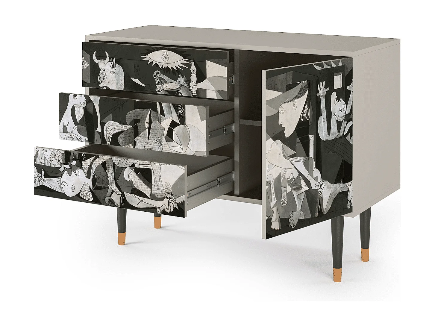 Kredens - 115х84х41 cm - S3 - Guernica by Picasso, Piaskowy