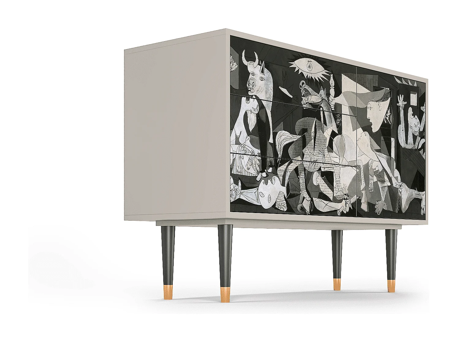 Kredens - 115х84х41 cm - S3 - Guernica by Picasso, Piaskowy