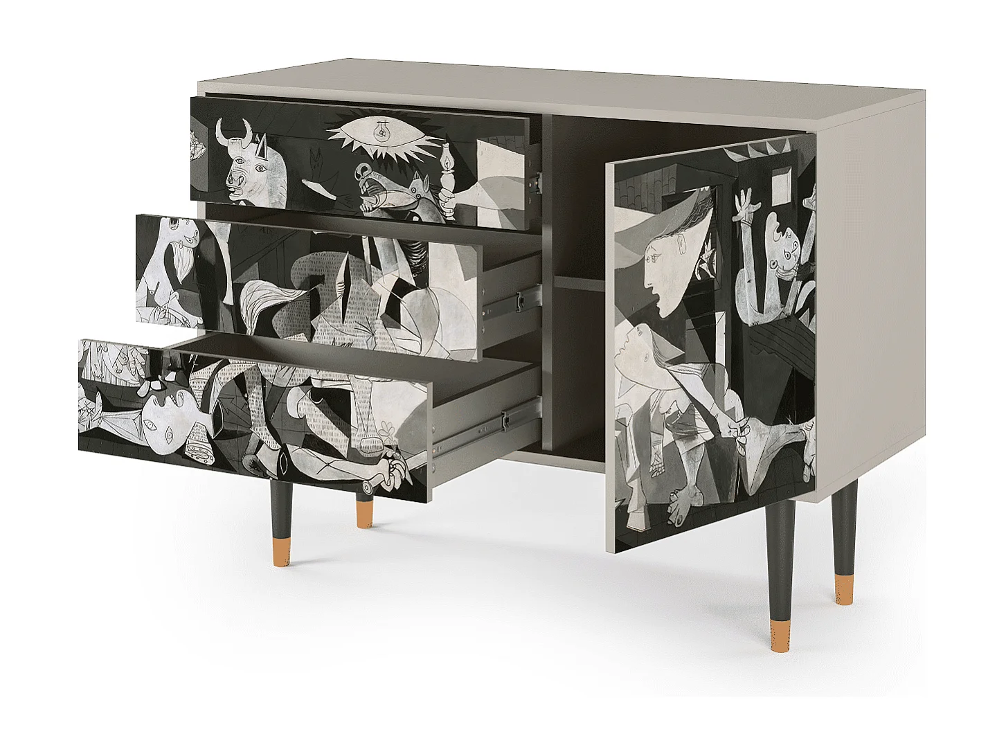 Kredens - 115х84х41 cm - S3 - Guernica by Picasso, Piaskowy