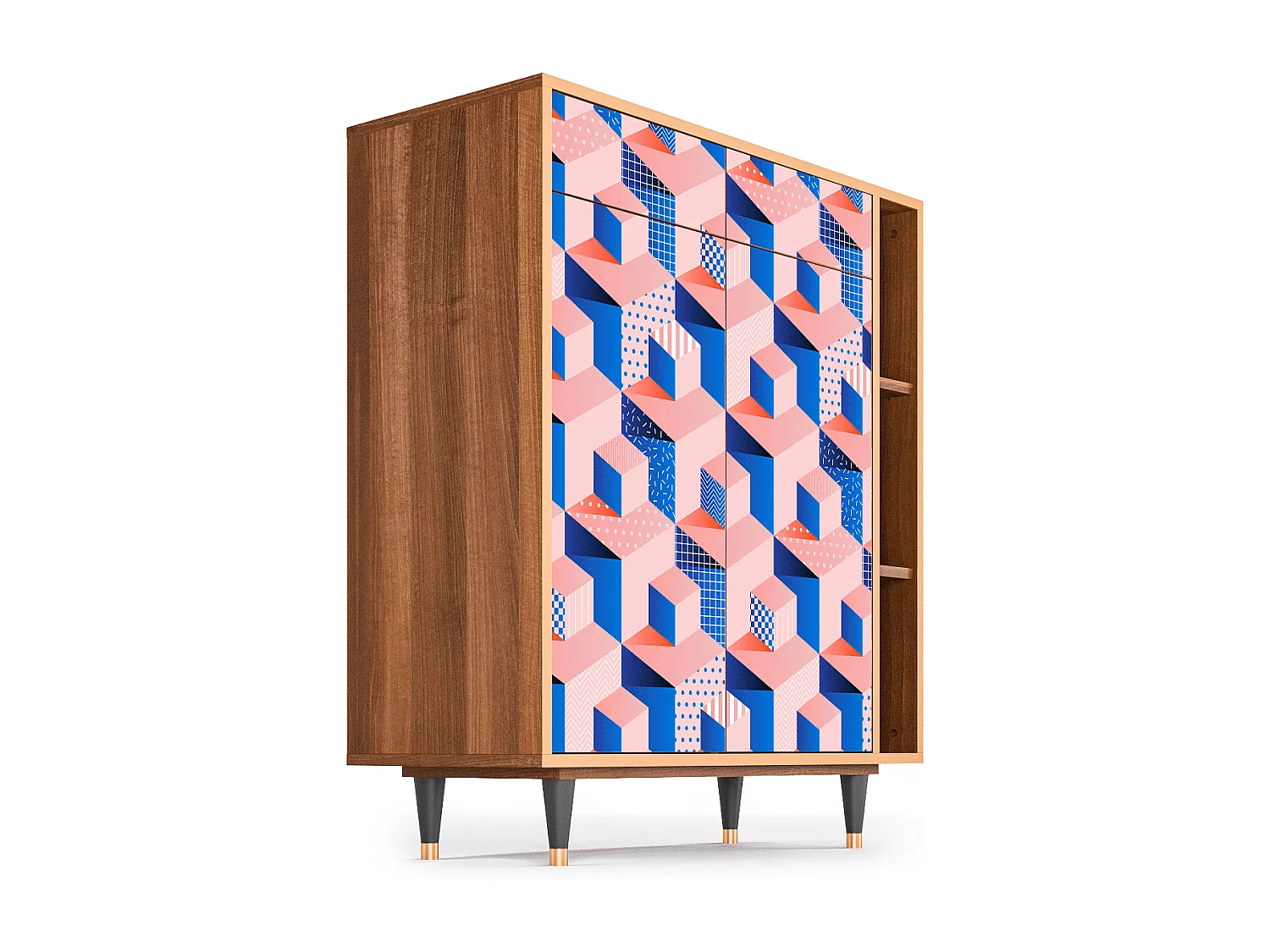 Credenza - 96х110х41 cm - BS6 - Pinky Squares, Noce