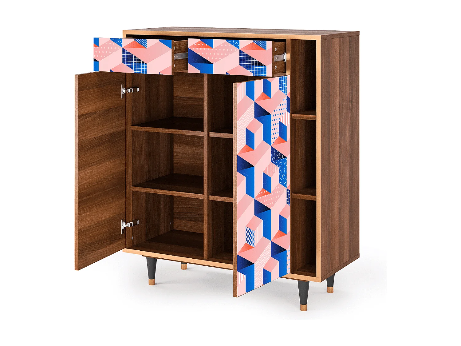 Credenza - 96х110х41 cm - BS6 - Pinky Squares, Noce