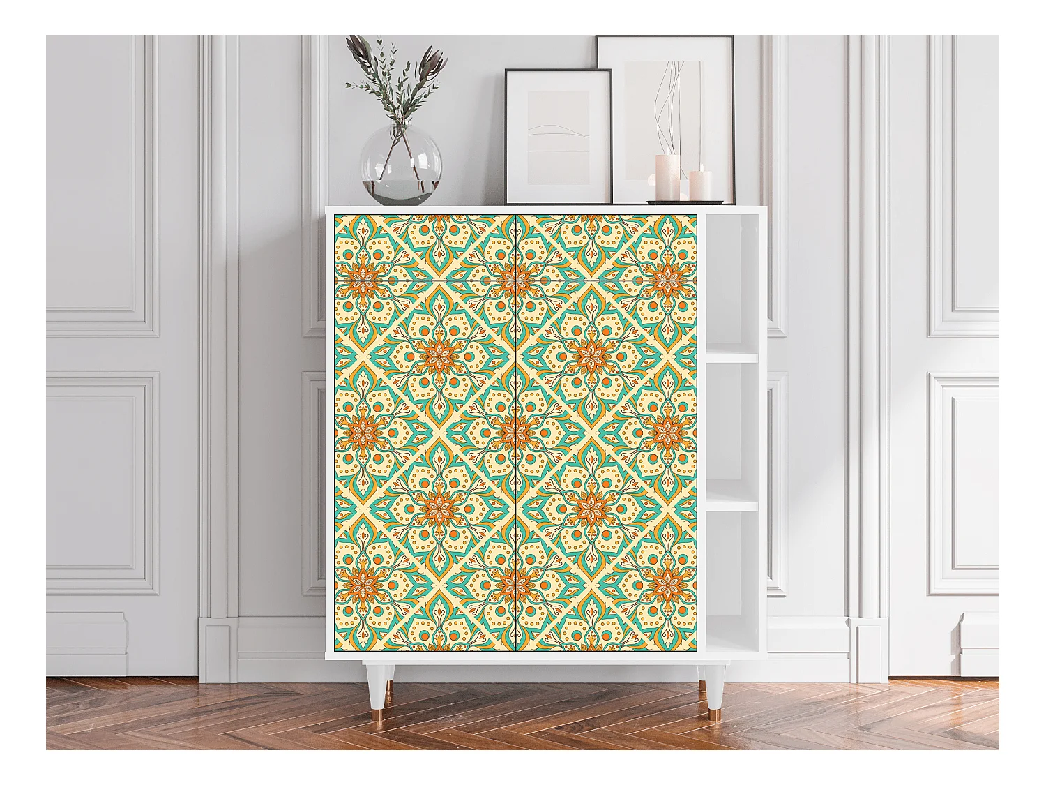 Dressoir - 96х110х41 cm - BS6 - Hindu Daisy, Wit