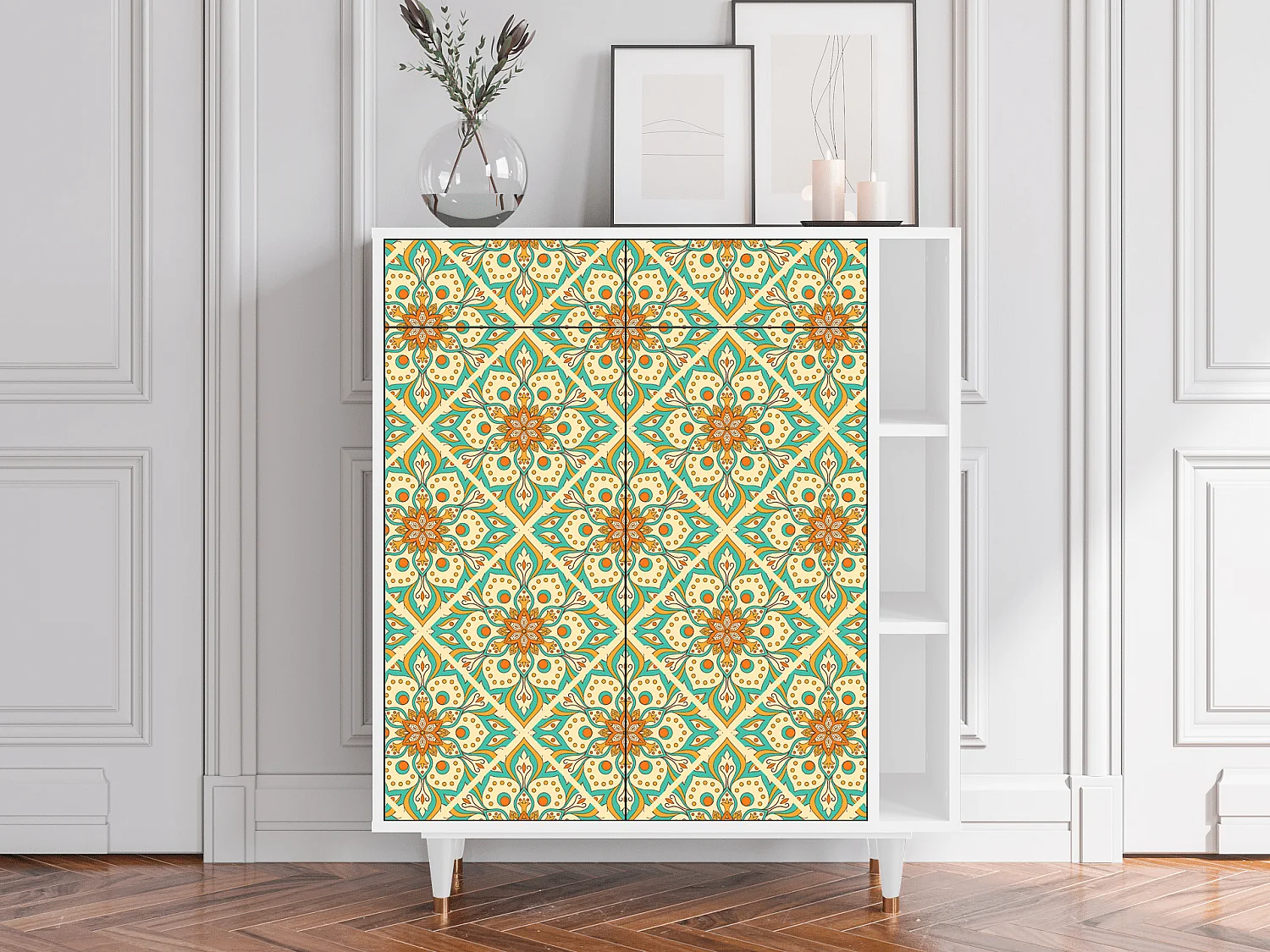 Credenza - 96х110х41 cm - BS6 - Hindu Daisy, Bianco