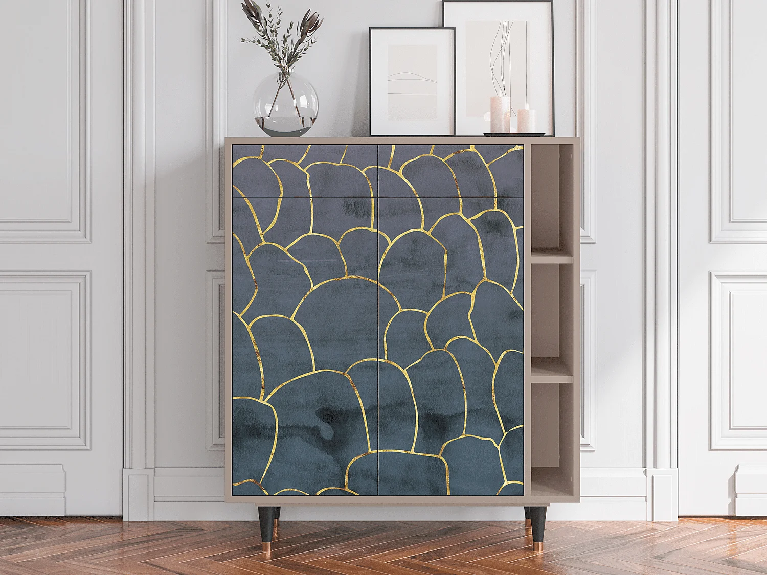 Kredens - 96х110х41 cm - BS6 - Blue Lagoon, Latte